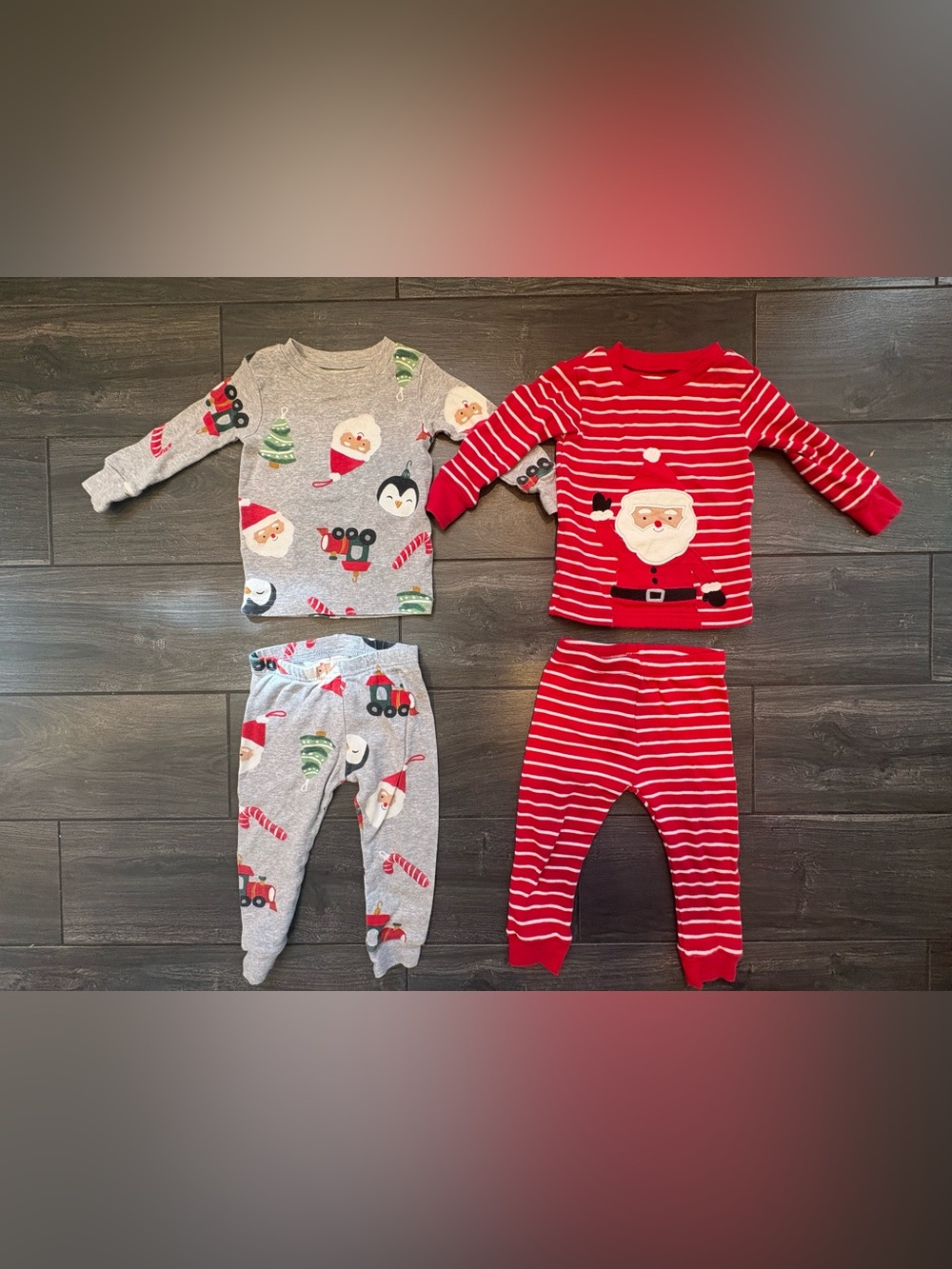 Carter's Kids Holiday Pajama Set - Red, Gray, Green
